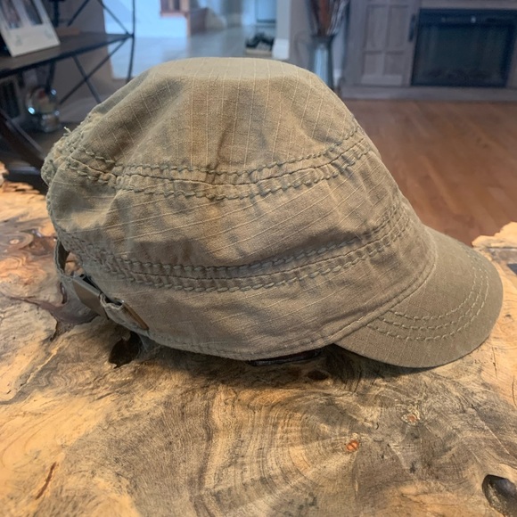 Life is Good Muted Tan 100% Cotton Distressed Military Style Cap Hat - Picture 6 of 9
